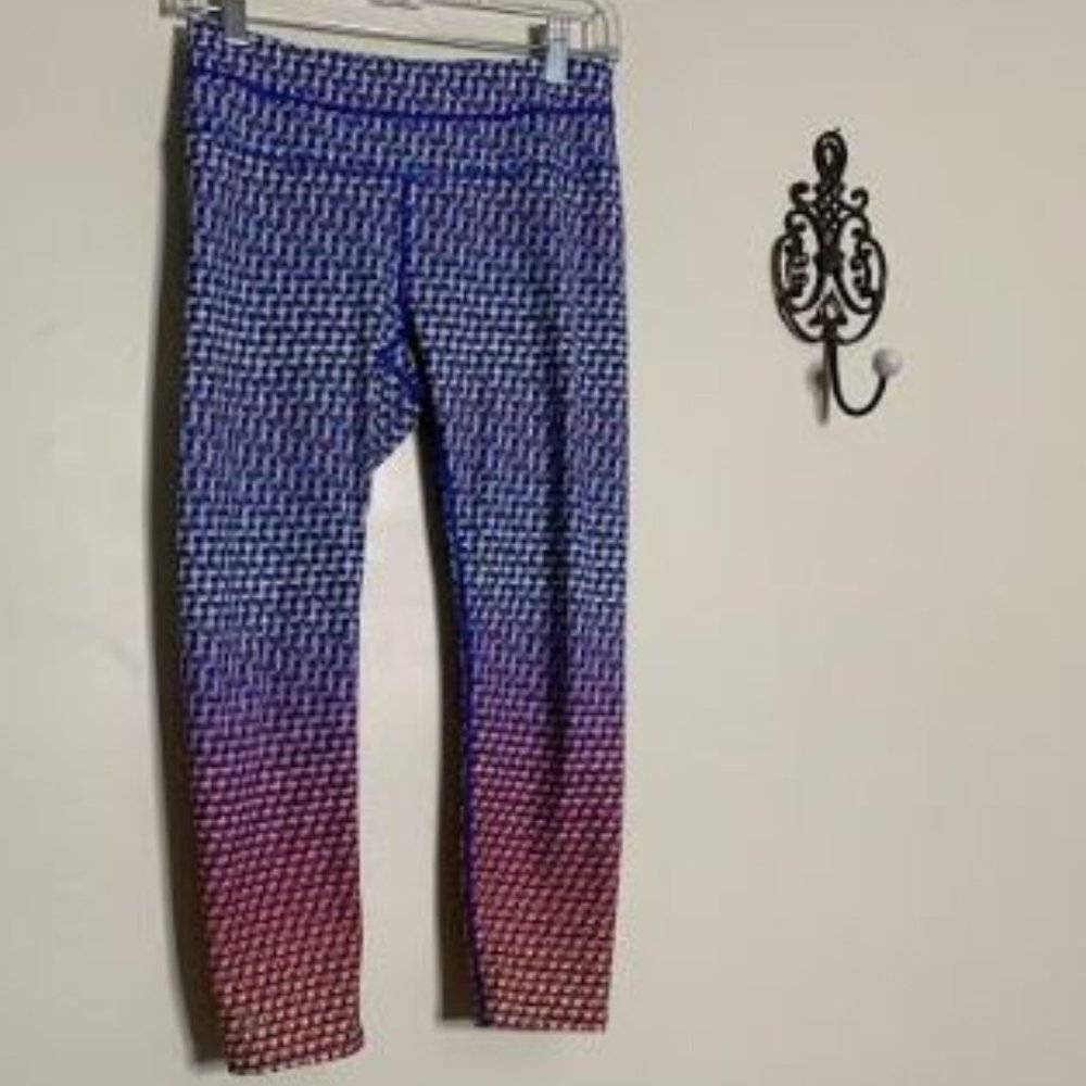 Athleta Blue Pink Ombre Print Print Leggings Sz S